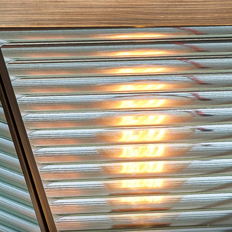 1-Light Solar Energy Pillar Lamp Brass Outdoor Light with Glass Shade for Garden