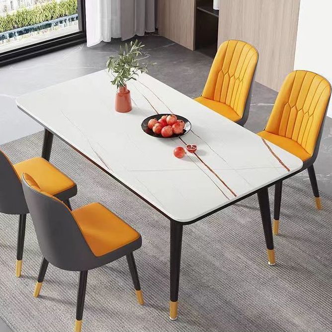 Rectangular Sintered Stone Dining Table Modern 4 Legs Furniture in Matte Finish
