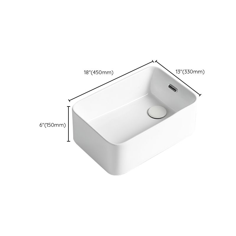 Modern Bathroom Sink Porcelain Solid Color Rectangular Vessel Bathroom Sink