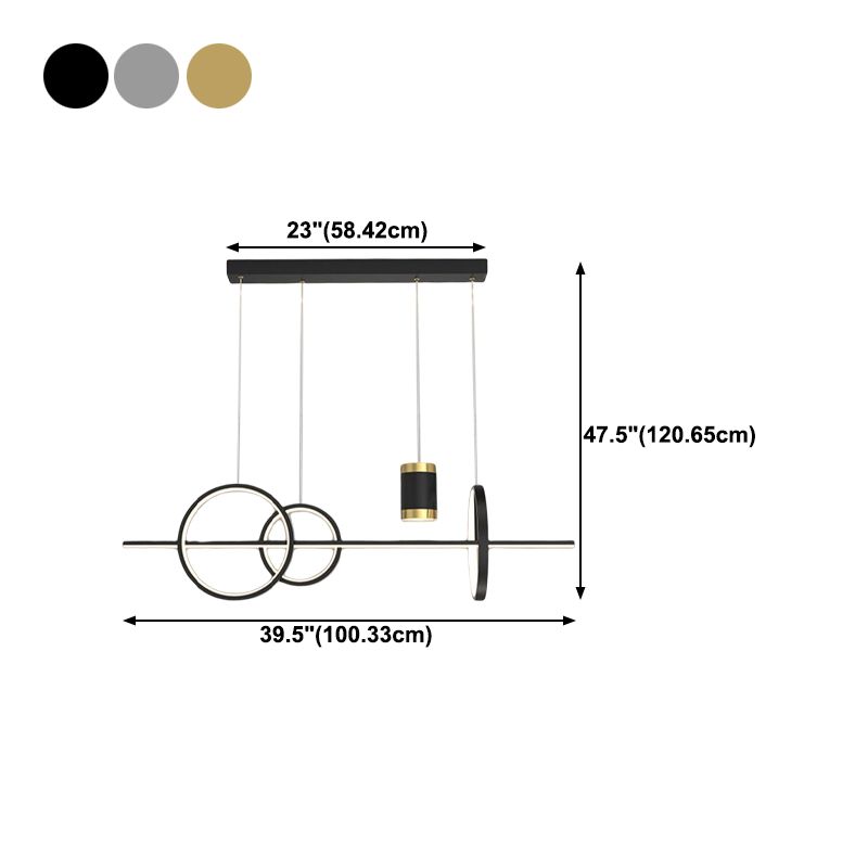 5-Light Contemporary Hanging Light Metal Adjustable Length Island Light Fixture