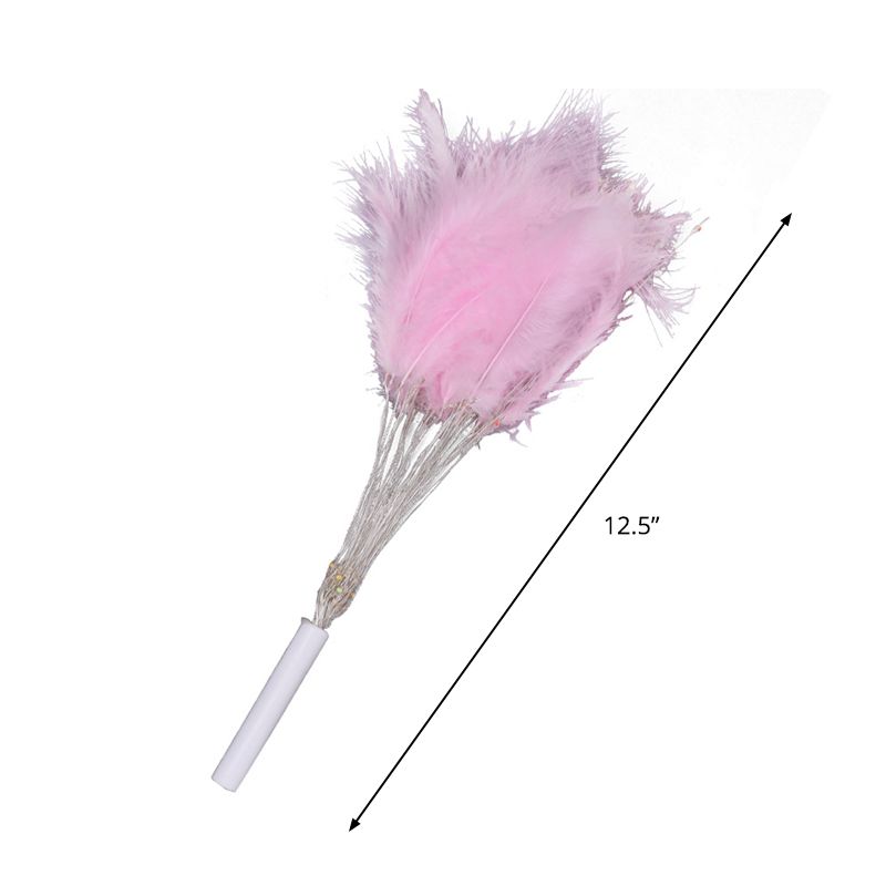 Creative Firework Night Table Lamp Feather Bedroom Battery/USB LED Desk Light in Pink, Warm/Multi-Color Light