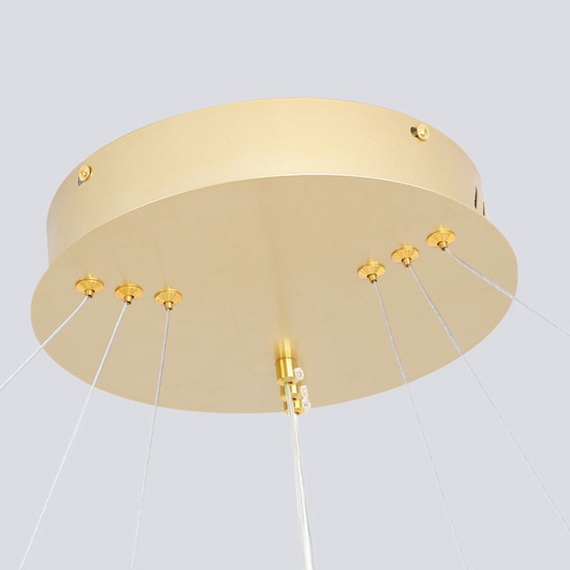 Aluminium Gold LED Hanging Lamp in Modern Luxury Style Circular Acrylic Chandelier for Living Room