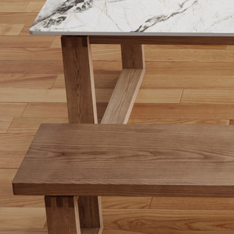 2 Legs Writing Desk Rectangular Shaped Task Desk in Brown for Office