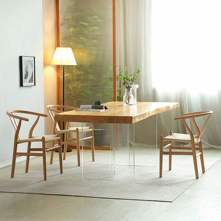 Modern 1/2/3/4 Pieces Rectangle Dining Set Solid Wood Dining Table with Chairs