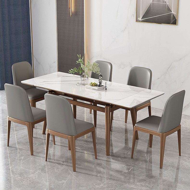 Modern Rectangle Dining Table Set 1/4/5/7 Pieces Dinette Set with Wooden Frame