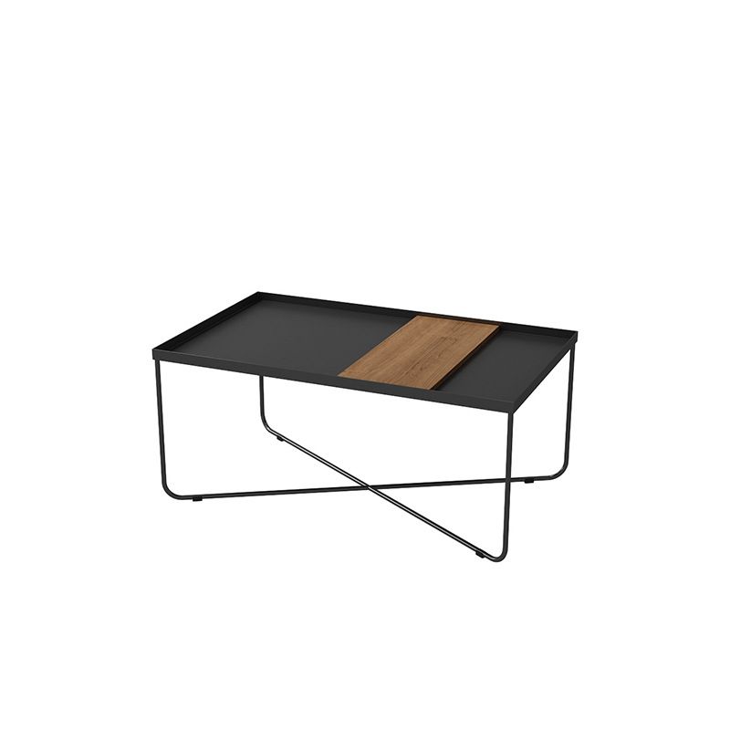 Cross Legs Coffee Table Black Iron Coffee Cocktail Table with Tray Top