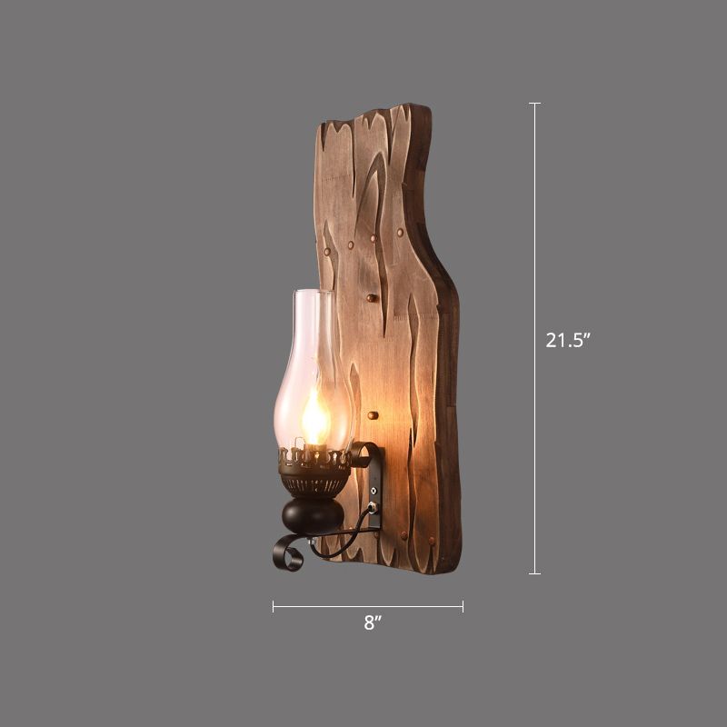 Braun geometrische Wandleuchte rustikales Holz 1-Licht-Restaurant Wandmontage Licht montiert