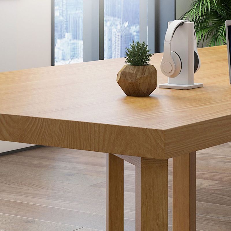 Rectangle Modern Solid Wood Standard Height Table Double Pedestal Dining Table