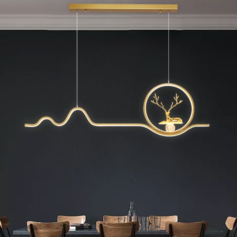 Luces de la isla de forma lineal Modern de metal de estilo de metal de 2 luces de iluminación de 2 luces