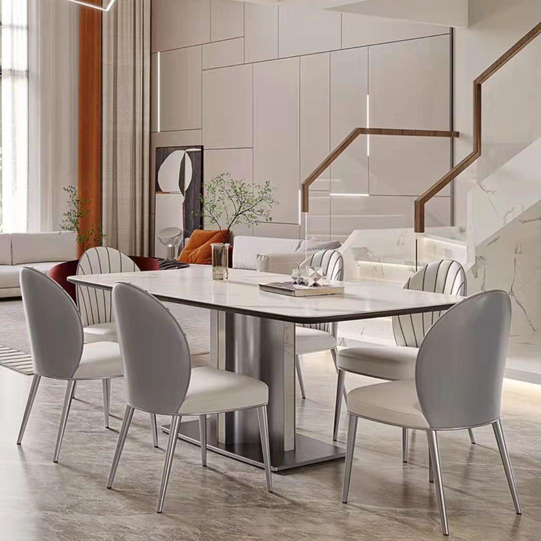 Kitchen Dining Set with White Chairs 1/5/6/7 Pieces Modern Dinette Set