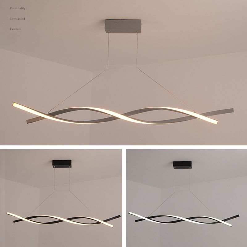 Moderne lineaire kroonluchter verlichtingsarmaturen Metallic Hanging Light Kit voor restaurant