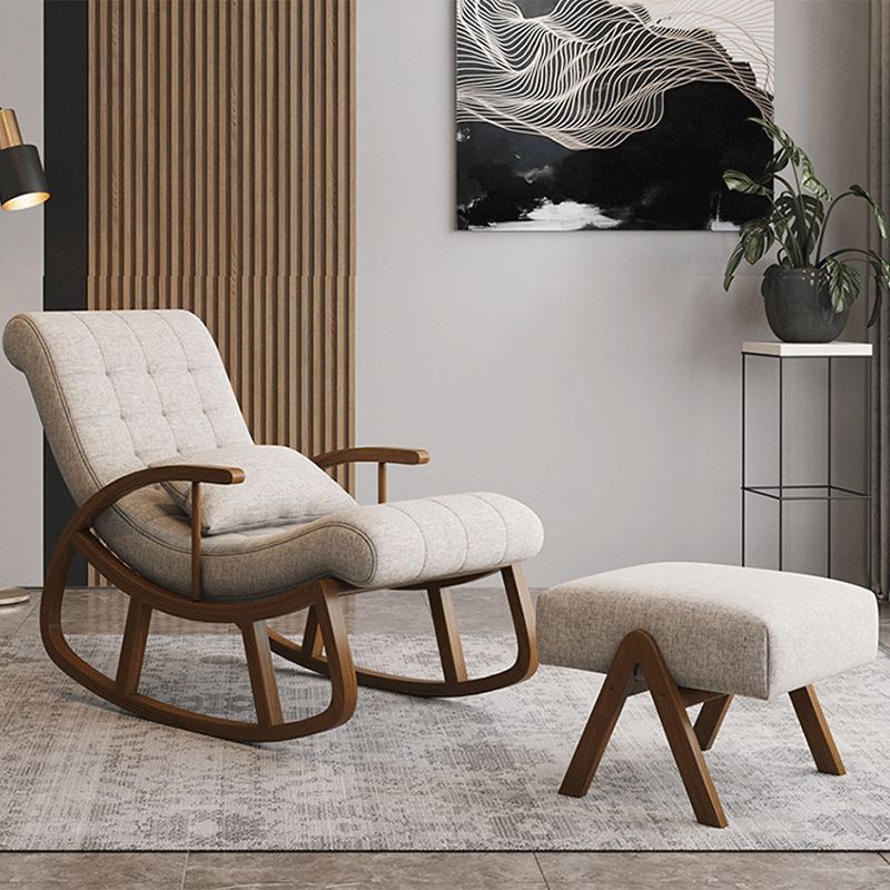 Mid Century Fabric Rocking Chair with Pillow Textured Rocker Chair for Living Room