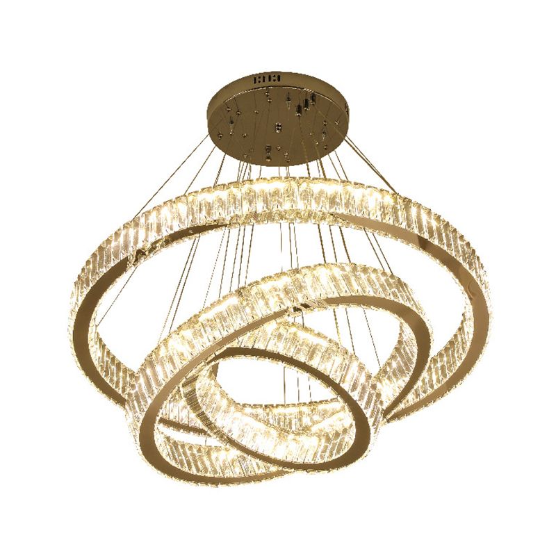 Lampada il lampadario di cristallo a LED a LED a LED a LED di cerchi di cerchi cromati per soggiorno