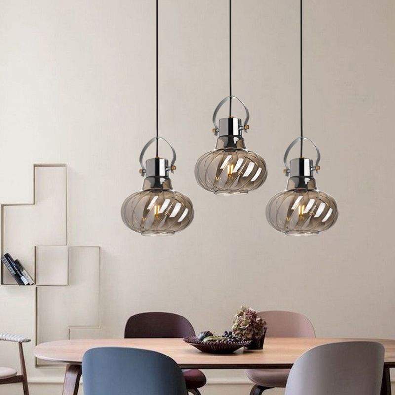 Éclairage de luminaire pendentif pour salle à manger avec une teinte en verre de citrouille