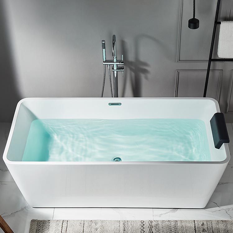 Modern Acrylic Home Bathtub Rectangular Freestanding Bath Tub in White