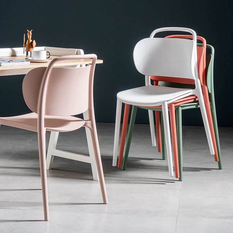 Contemporary Plastic Dining Armless Chair Open Back Dining Side Chair for Kitchen