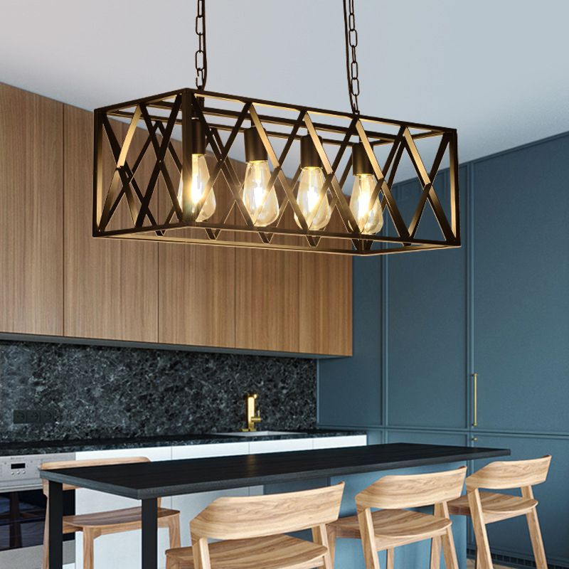 Industrial Island Pendant Lights Metal Multiple-Light Island Pendant Lighting