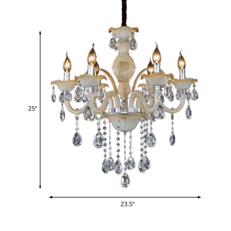 Facetted Crystal Candle Hanging Kronleuchter moderner 6/8/18 Lichter Bräune Deckenlampe für Wohnzimmer, 23,5 "/27,5" /37,5 "W.
