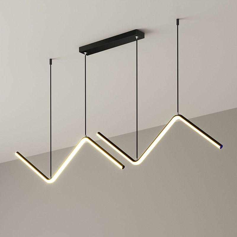 Geometric Lines Design Minimalism Island Light 35.5" Wide Nordic Style LED Suspension Lamp for Dining Room