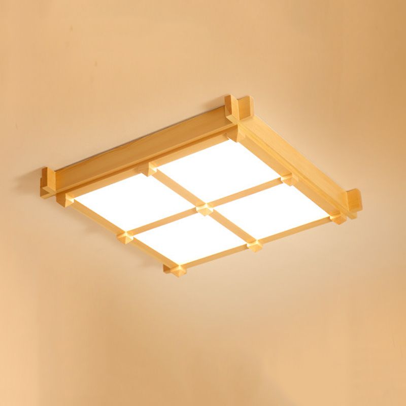 Square Flush Mount Minimalism Wood Flush Mount Light for Dining Room
