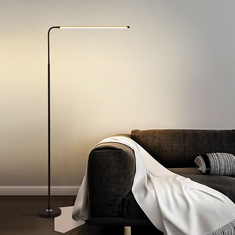 Modern Linear Shape Floor Lamp Metal 1-Light Floor Lamp in Black