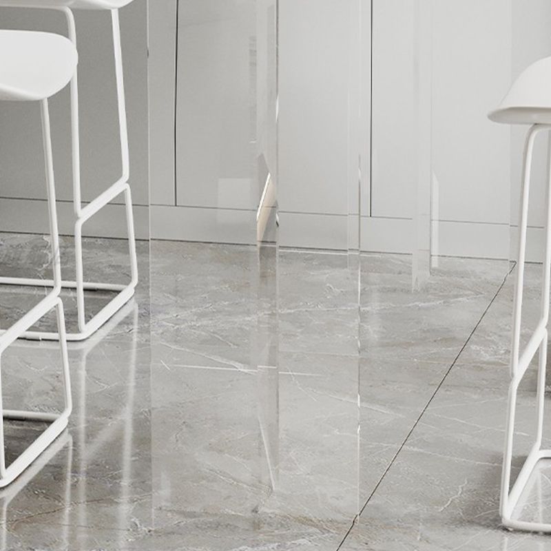 Rectangle Bar Pub Table Set 3 Pcs Stone Top Bar Table and Metal Frame Stools