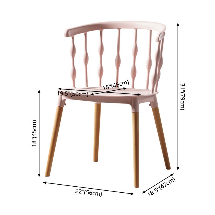 Sillas de comedor estilo moderno Sillas sin brazos de plástico con patas de madera