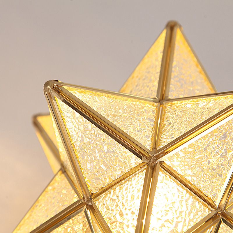 Glass Gold Flush Mount in Colonical Luxury Style Copper Star Ceiling Fixture for Corridor