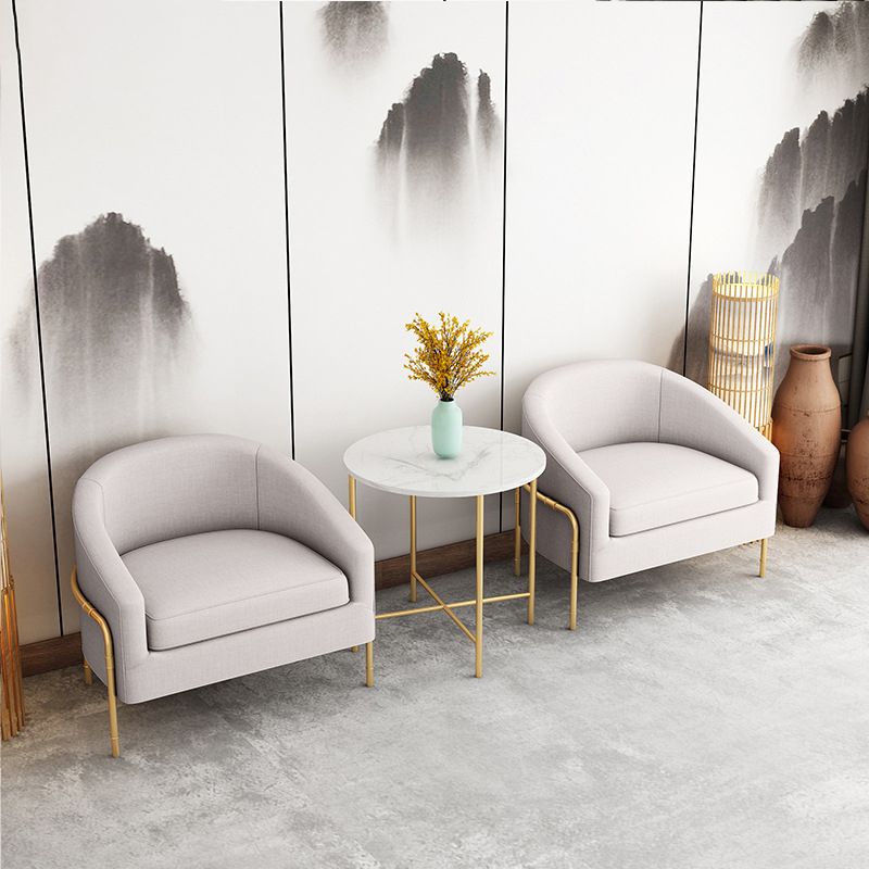 23.62" Wide Linen Barrel Chair Arms Included Barrel Accent Chair with Basic Four Leg