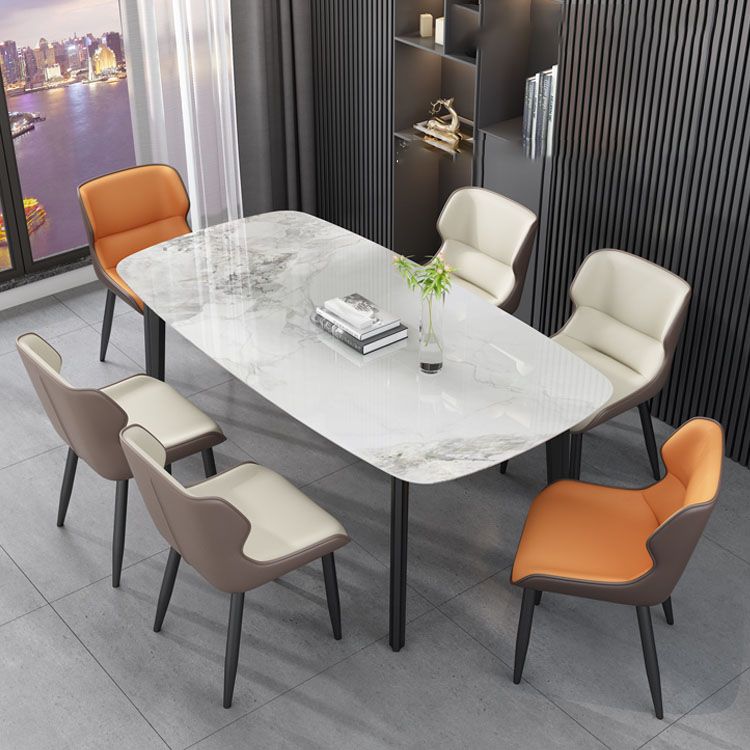 Silla de comedor moderna con acabado mate, sillas laterales con brazo de comedor de metal para cocina (juego de 2)