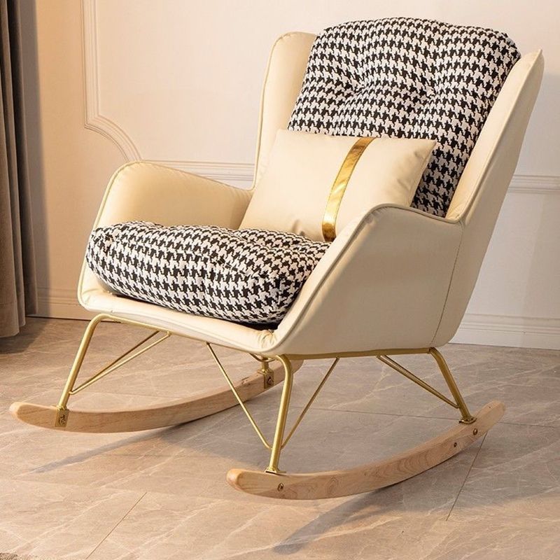 Glam Rocking Accent Chair Antique Finish Rocking Chair with Seat Cushion