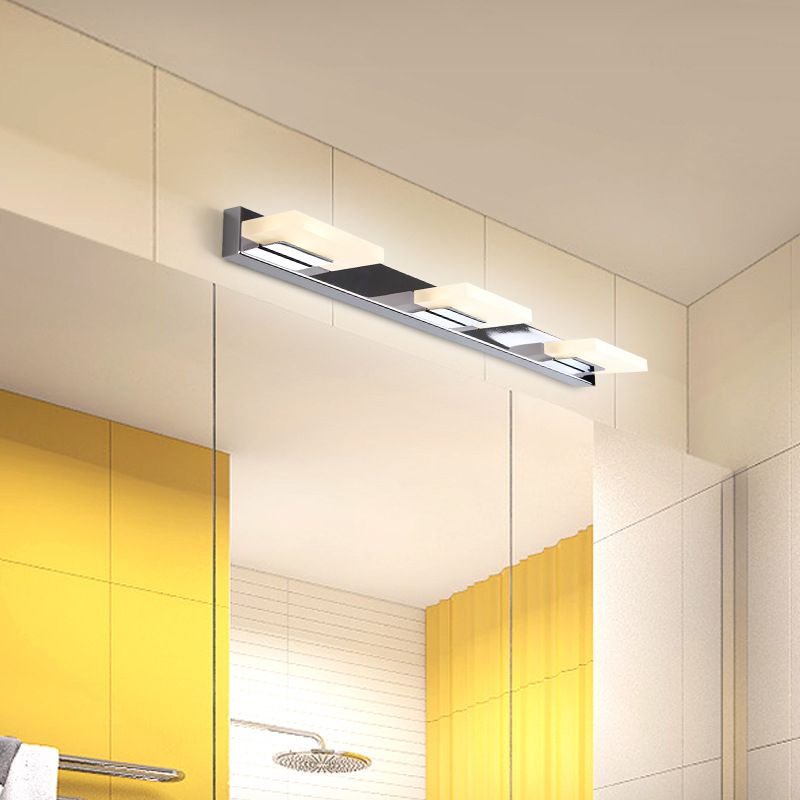 Stainless Steel Vanity Light Fixture LED Square Bathroom Vanity Lamp for Makeup