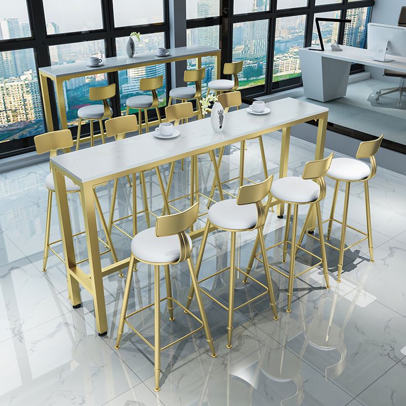 Glam Pub Table Set 1/2/4 Pieces Faux Marble Bar table with Backless Stools