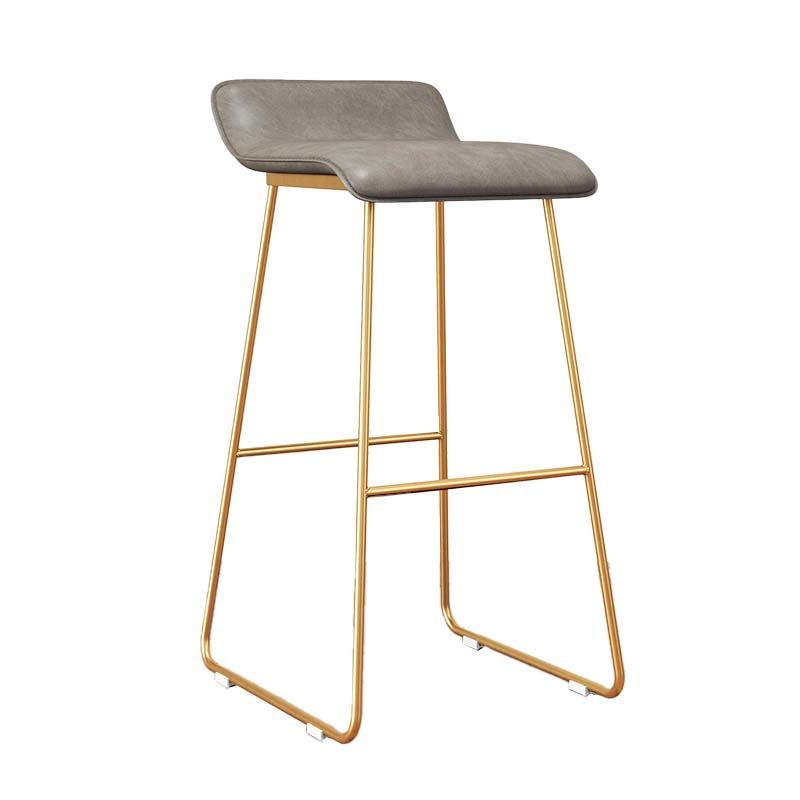 Modern Style Metal Bar Stool Leather Low Back Counter Stool for Restaurant