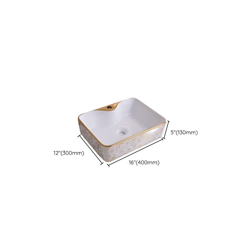 Traditional Vessel Bathroom Sink Oval Porcelain with Overflow Vessel