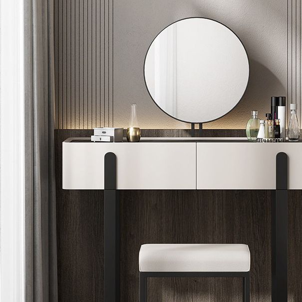 Modern Make-up Vanity with 2 Storage Drawers White Wood Vanity Set, 17.71" Wide