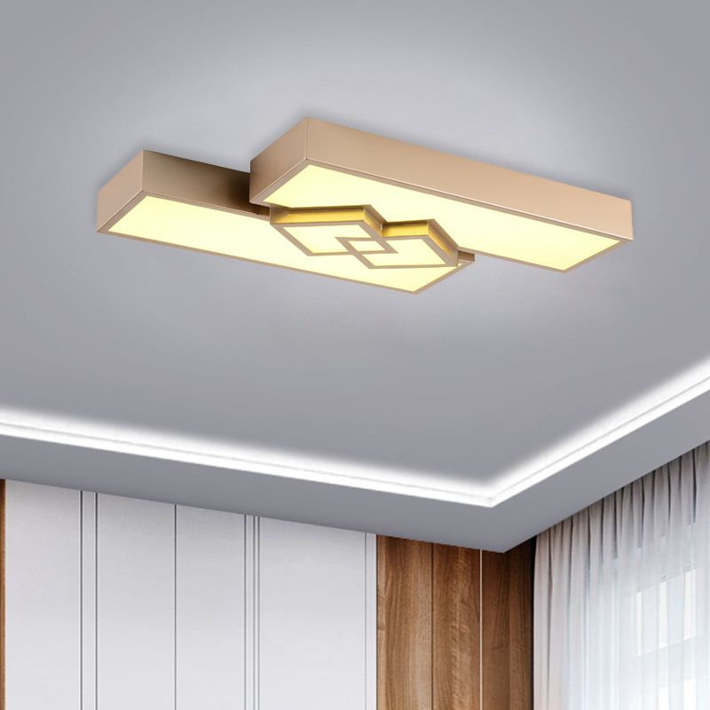 30"/39" L Rectangle Flushmount Lighting Modernist Metallic LED Gold Ceiling Mounted Fixture for Living Room