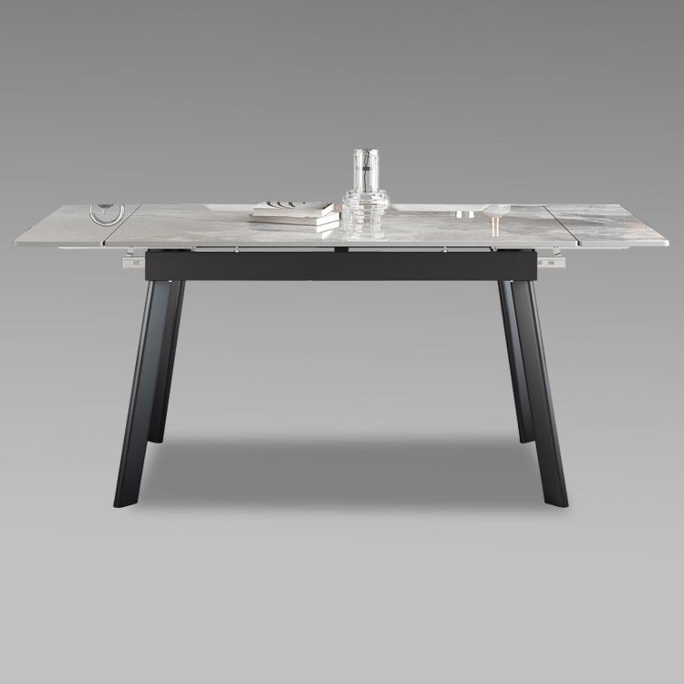 Modern Rectangle Dining Table Sintered Stone 4 Legs Table with Black Frame