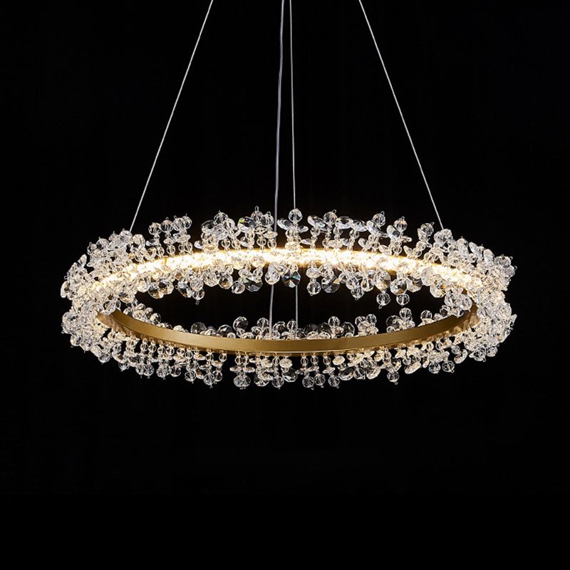 Contemporary Ring Chandelier Pendant Light Crystal Suspension Pendant Light for Living Room