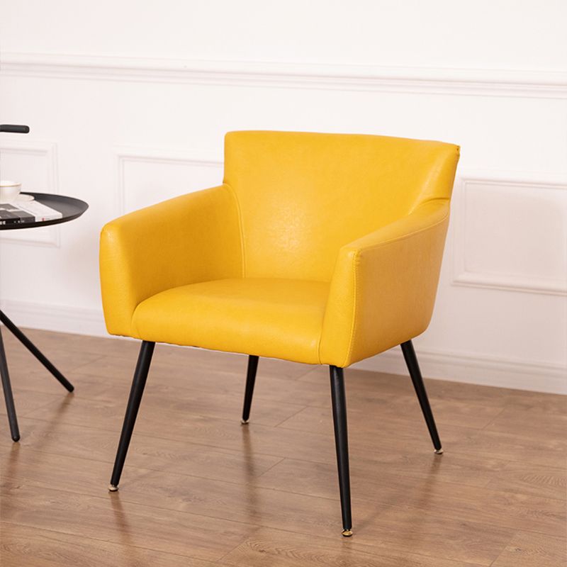 Chaise de salle à manger contemporaine en métal, fauteuil de salle à manger simple en faux cuir