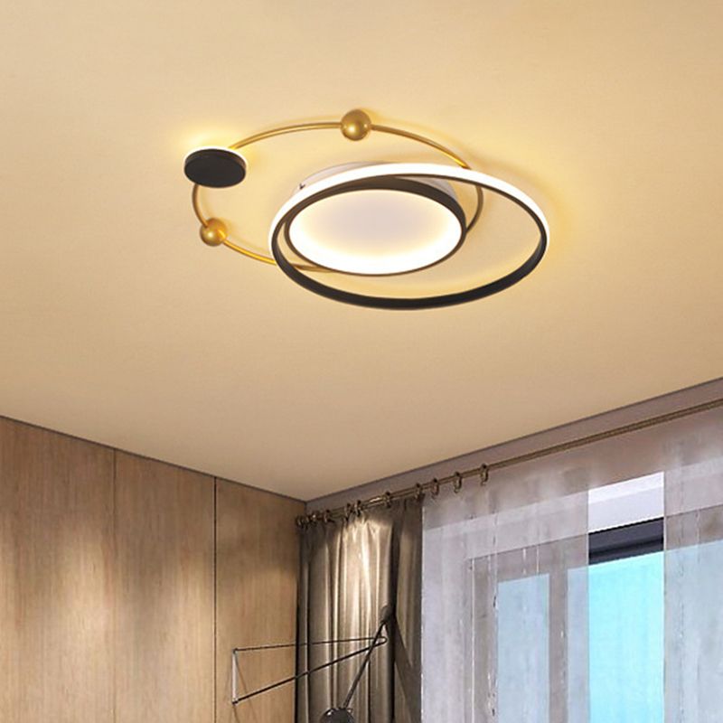 Acrylic Universe Flush Light Fixture Cartoon Style LED Close to Ceiling Lamp in Gold, White/Warm Light