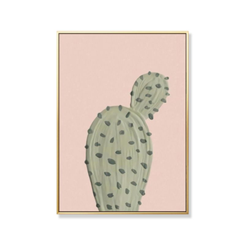 Green Cactus Wall Art Decor Pot Plant Nordic Textured Canvas Print for Living Room