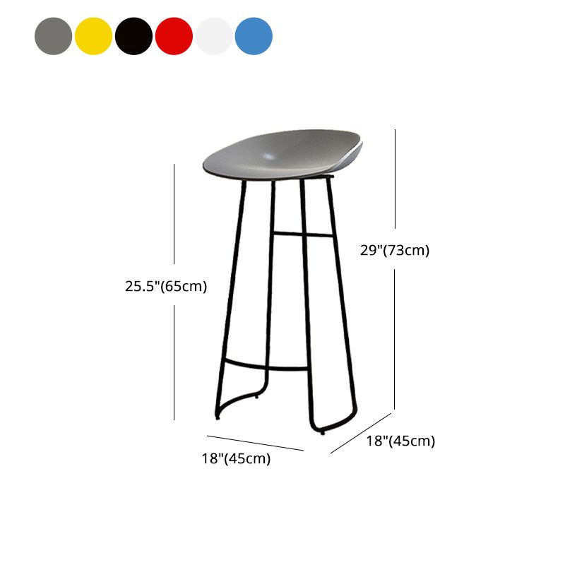 Modern Armless Backrest Counter Stool Iron Kitchen Bar Stool with Acrylic Seat