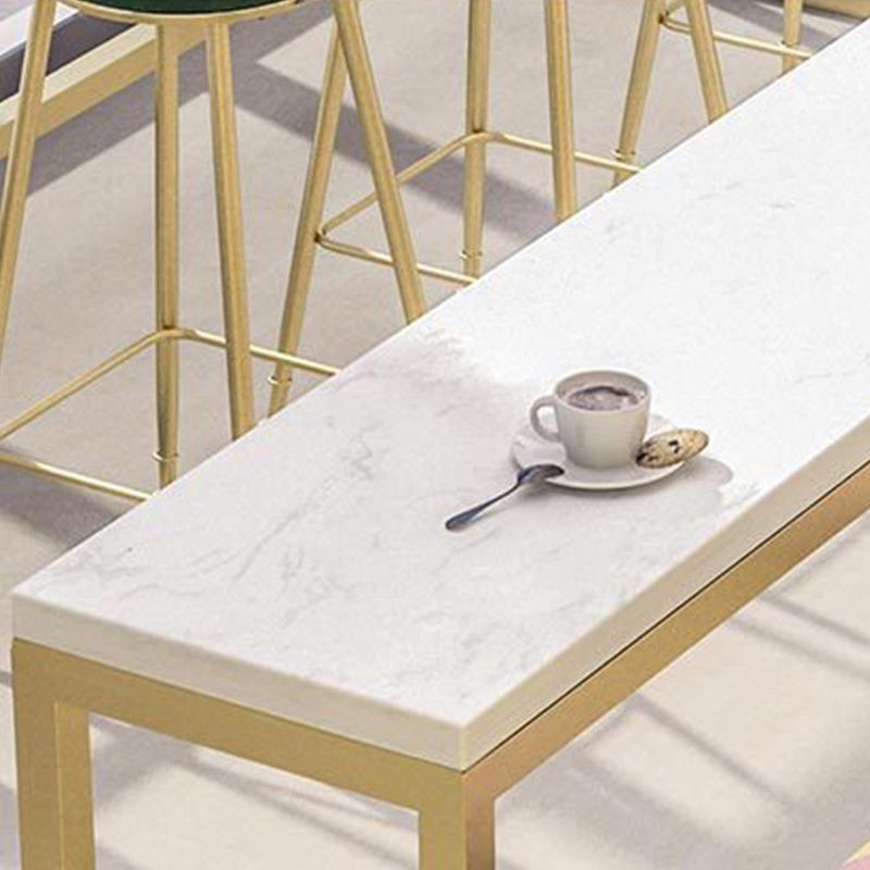 Modern Bar-height Table White Stone Top Fixed Pub Table for Patio