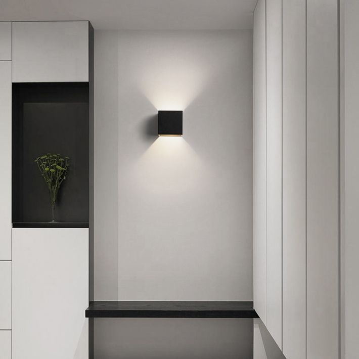 2-Light Metal Wall Lighting Modern Rectangular Shade Wall Mounted Light Fixture