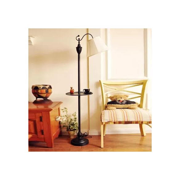 Tombre de cubo de lámpara de base negra contemporánea una luz de piso de metal ligero para sala de estar