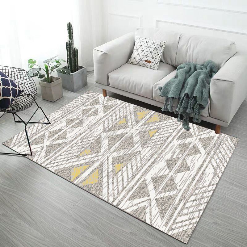 Scandinavian Living Room Rug Multi Color Geometric Print Indoor Rug Polyster Non-Slip Backing Pet Friendly Area Carpet