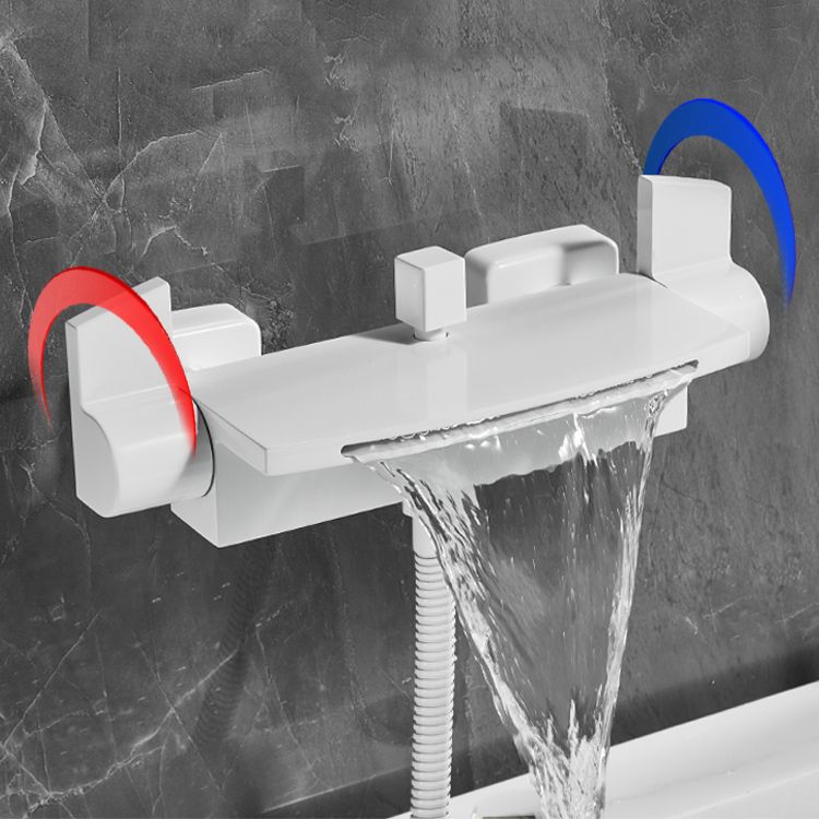 Modern Tub Spout Trim Copper Wall Mounted with Handshower Waterfall Bath Filler
