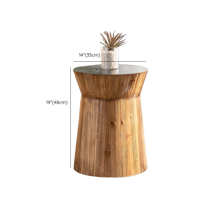 Rustic End Slide Table Living Room Distressed Brown Solid Wood Accent Side Table