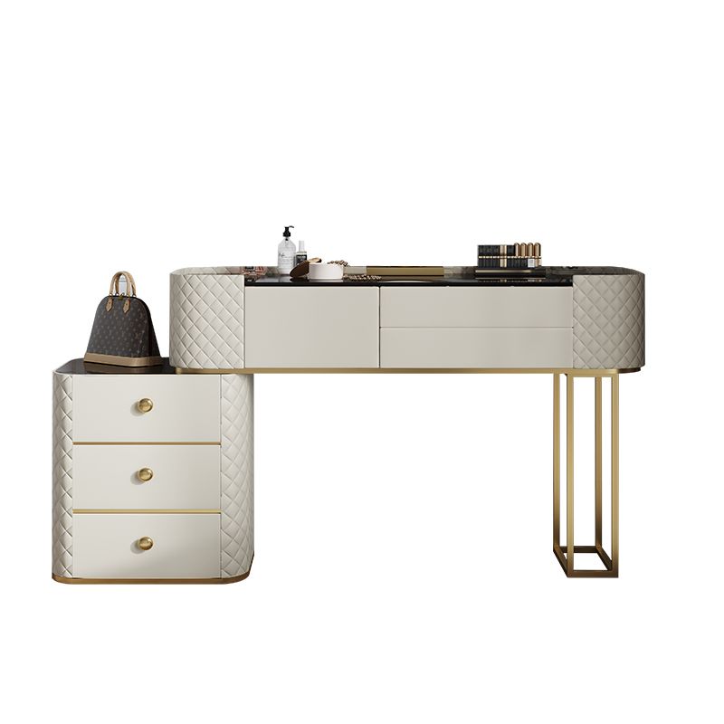 White Mirrored Make-up Vanity Glass Top Dressing Table Stool Set